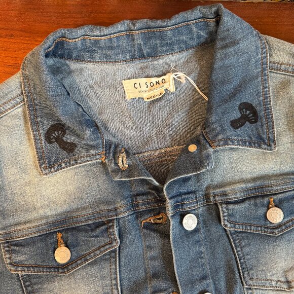 Truly One-of-a-Kind Hand Block Printed Forest Nymph Jean Jacket 🧚🏻‍♂️ - Picture 4 of 15